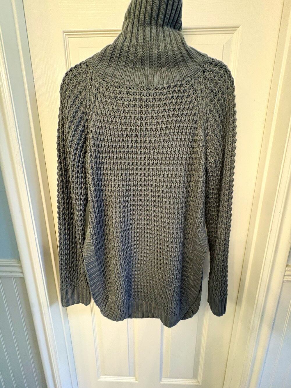 Cupshe Gray Waffle-Knit Turtleneck Pullover Sweater Solid Long Sleeve Size S